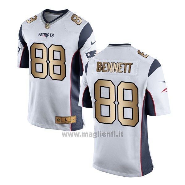 Maglia NFL Gold Game New England Patriots Bennett Bianco